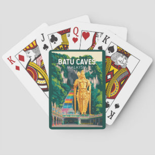 Batu Caves Malaysia Illustration Travel Art Retro Poker Cards