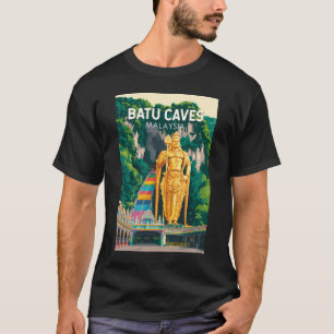 Batu Caves Malaysia Illustration Travel Art Retro T-Shirt