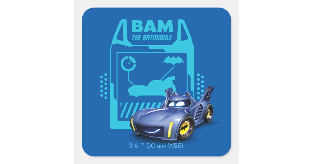 Batwheels™ Bam - The Batmobile Square Sticker | Zazzle