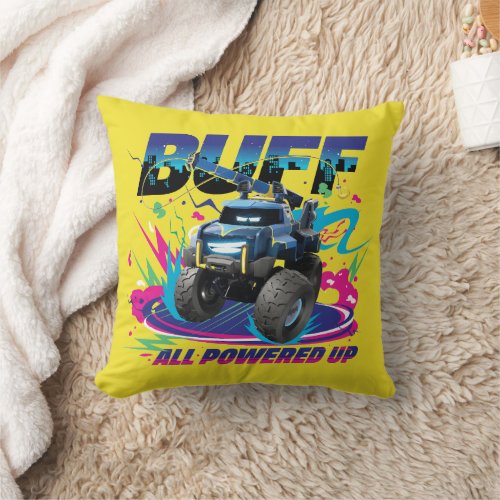 Batwheelsâ Buff _ All Powered Up Throw Pillow