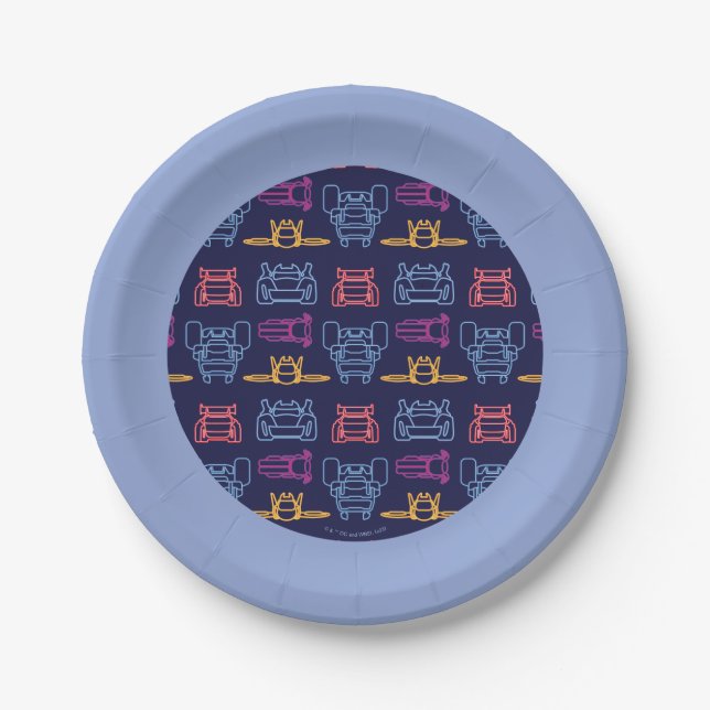 Batwheels™ Neon Outline Pattern Paper Plates (Front)