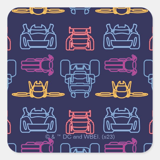 Batwheels™ Neon Outline Pattern Square Sticker (Front)