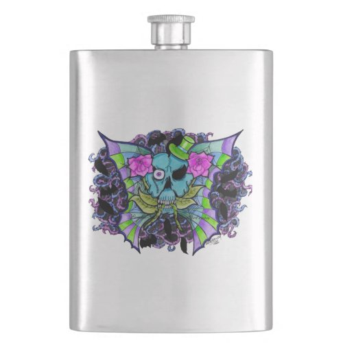 Batwing Skull Premium Flask