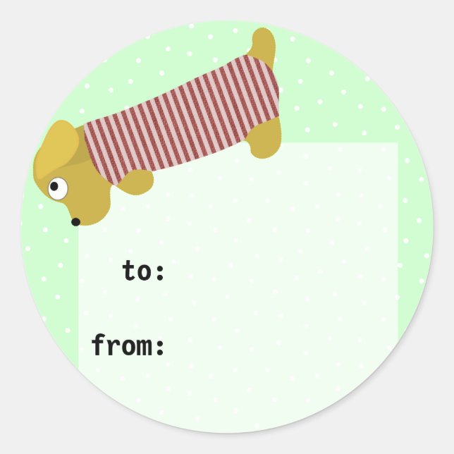 bau dog dressed classic round sticker (Front)