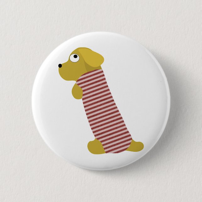 bau dog dressed pinback button (Front)