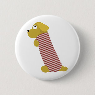 bau dog dressed pinback button