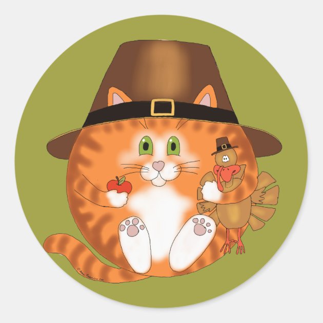 Bauble Cat Thanksgiving Classic Round Sticker