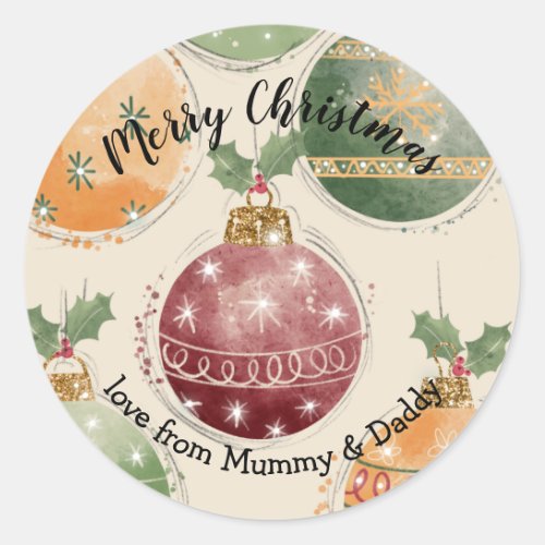 bauble Christmas present merry gift Classic Round Sticker