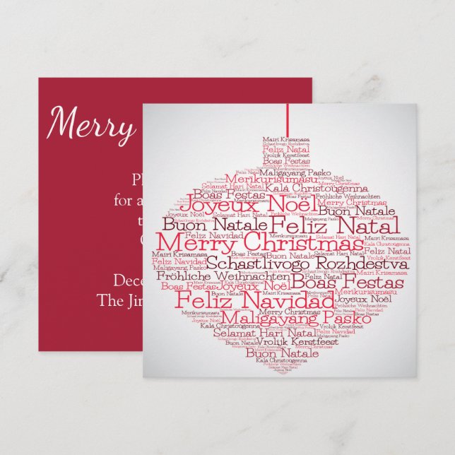 Bauble made of 'Merry Christmas' words Invitation (Front/Back)