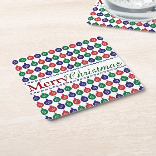 Bauble Pattern Christmas Square Paper Coaster