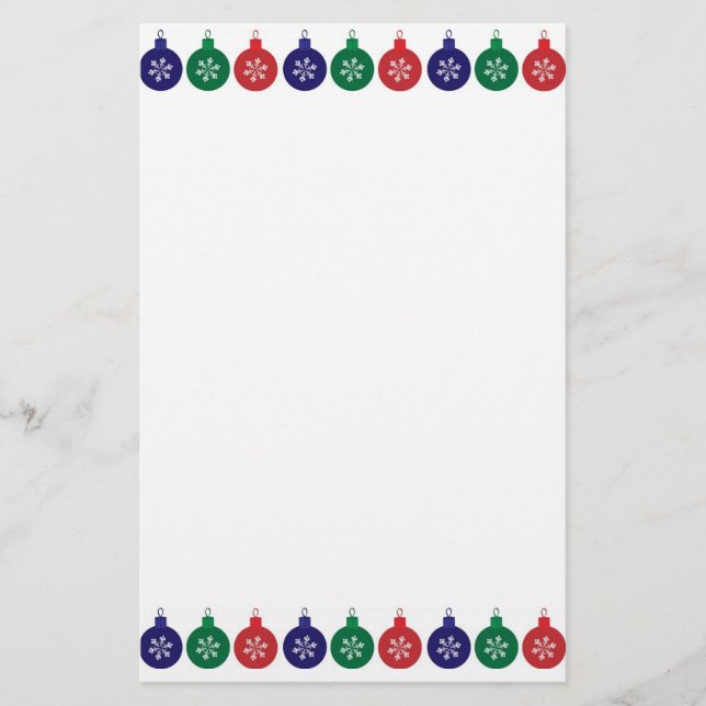 Bauble Pattern Christmas Stationery (Front)