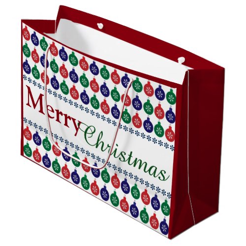 Bauble Pattern Colorful Christmas Large Gift Bag