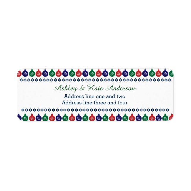 Bauble Pattern Personalised Christmas Label (Front)