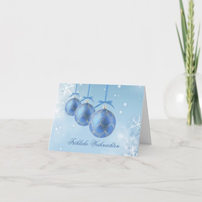 Baubles and snowflakes German Christmas, New Year Holiday Card (Front)