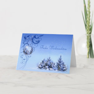 Baubles and snowy pine trees German Christmas Holiday Card