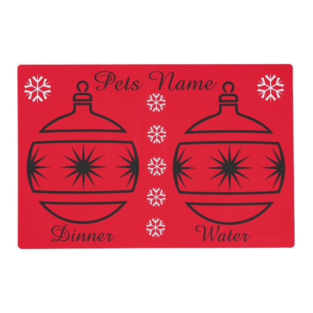 baubles and stars pets christmas serving mat (Front)