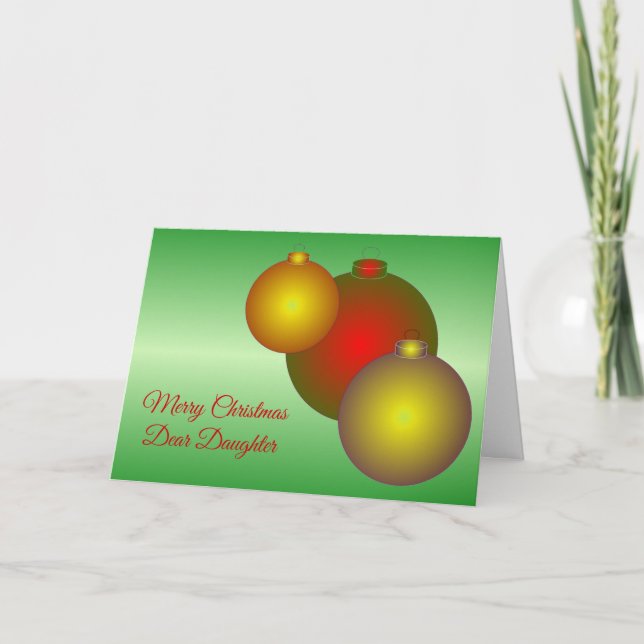 Baubles Daughter Christmas Holiday Card (Front)
