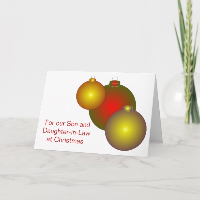Baubles Design Son And Daughter-in-Law Christmas Holiday Card (Front)
