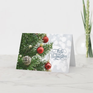 Baubles, fir, cones German Christmas Holiday Card