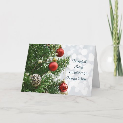 Baubles fir cones Polish Christmas Holiday Card