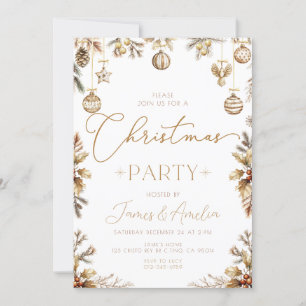 Baubles Gold Christmas Party invitation