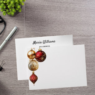 Baubles gold red return address Christmas Envelope