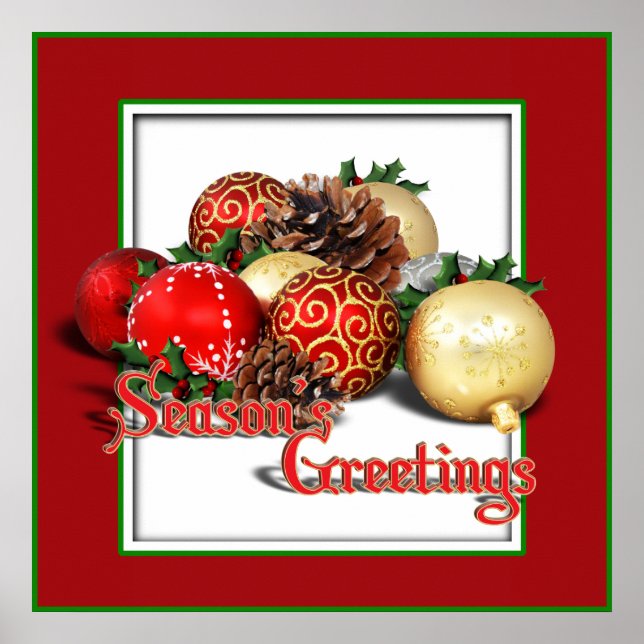 Baubles & Pine Cones Poster (Front)