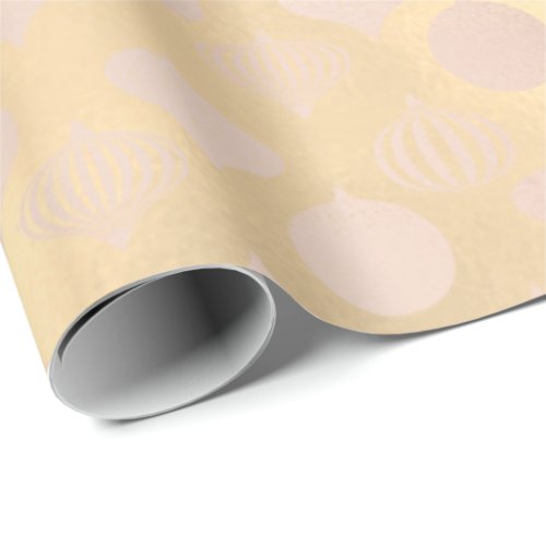 Baubles Pink Rose Metallic ChampaigneGold Holidays Wrapping Paper