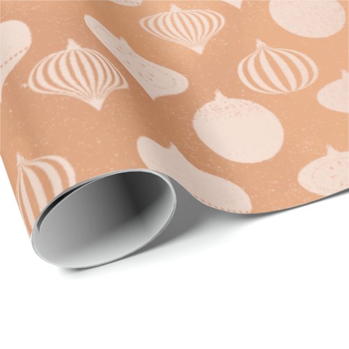Baubles Pink Rose Metallic Copper Cottage Holidays Wrapping Paper