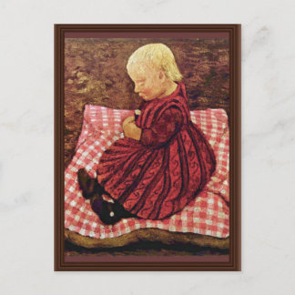 Bauer Child On Red-Checked Pillows By Modersohn-Be Postcard