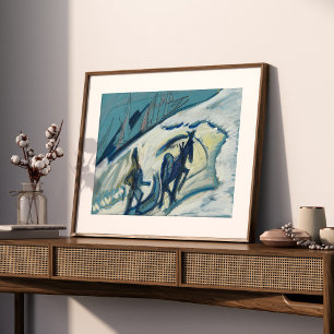 Bauer mit Pferdeschlitten Ernst Ludwig Kirchner Framed Art