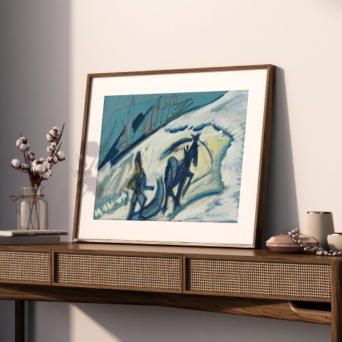 Bauer mit Pferdeschlitten  Ernst Ludwig Kirchner Framed Art