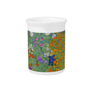 Bauerngarten, Oil Painting, Gustav Klimt Beverage Pitcher