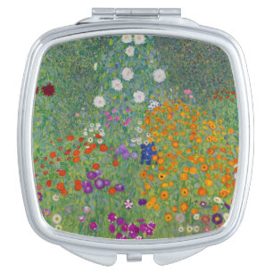 Bauerngarten, Oil Painting, Gustav Klimt Compact Mirror