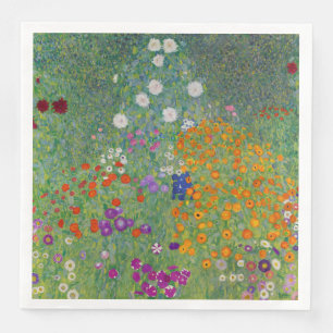 Bauerngarten, Oil Painting, Gustav Klimt Paper Dinner Napkins