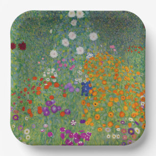 Bauerngarten, Oil Painting, Gustav Klimt Paper Plates