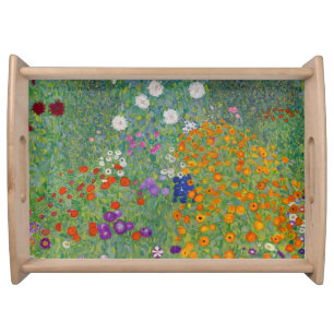 Bauerngarten, Oil Painting, Gustav Klimt Serving Tray