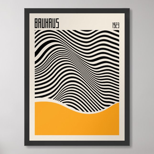 Bauhaus 1923 |  Retro Design | Yellow Poster (Framed Front)