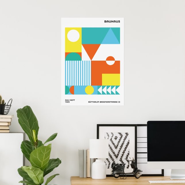 Bauhaus Abstract Poster Orange Teal (Home Office)