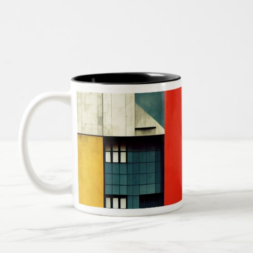 Bauhaus architecture illustrated Two_Tone coffee mug