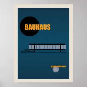 Bauhaus Architecture Retro Design    Blue Poster