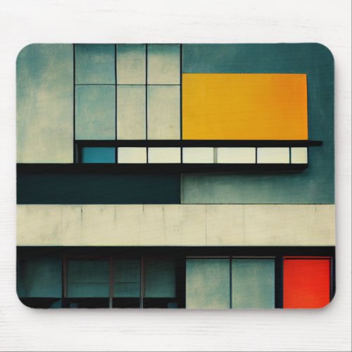 Bauhaus architecture style illustrated mouse pad