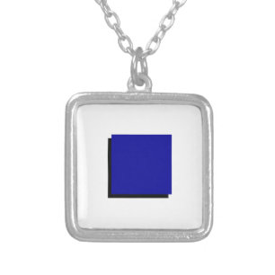 Bauhaus Art Composition Blue Square Silver Plated Necklace