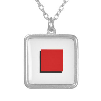 Bauhaus Art Composition Red Square Silver Plated Necklace