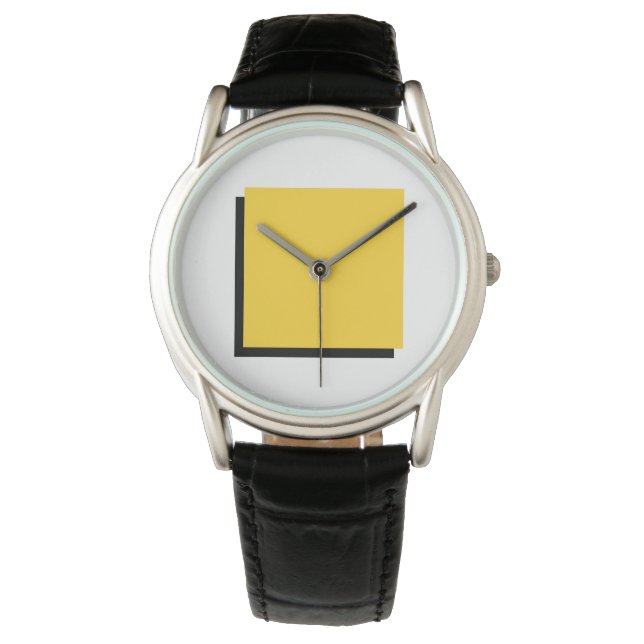 Bauhaus Art Composition Yellow Square Watch (Front)