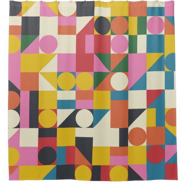Bauhaus artwork: abstract geometric composition shower curtain (Front)