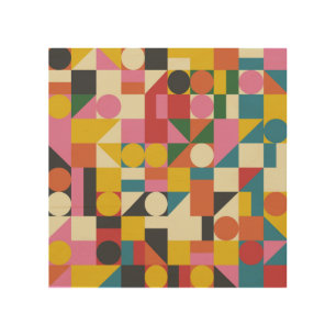 Bauhaus artwork: abstract geometric composition wood wall art