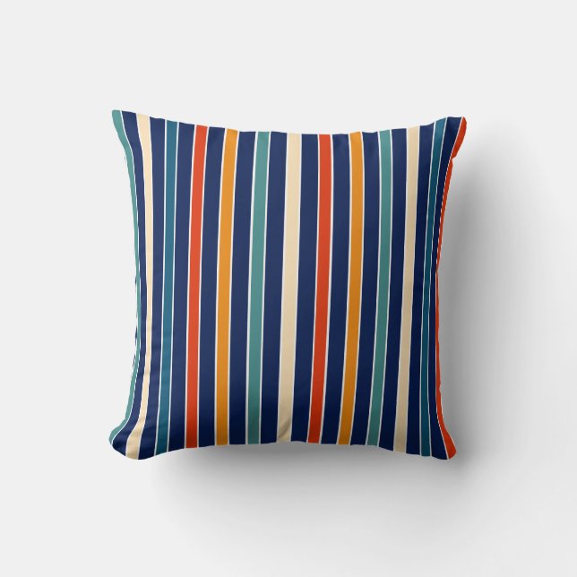 Bauhaus Ausstellung Retro Stripes Throw Pillow (Front)