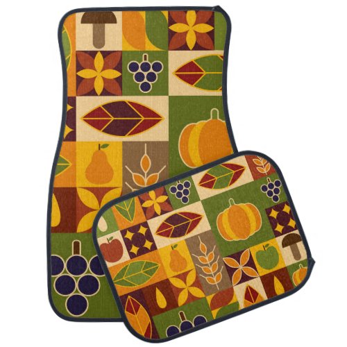 Bauhaus Autumn Geometric Natural Pattern Car Floor Mat