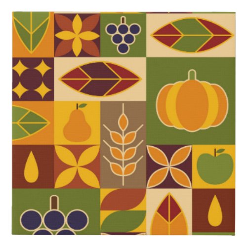 Bauhaus Autumn Geometric Natural Pattern Faux Canvas Print